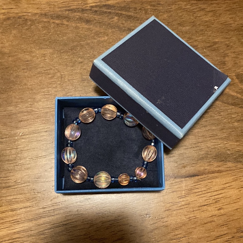 Blue and Peach color beaded bracelet